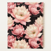 ピンクとブラウンロータスフラワーフローラプランナー プランナー手帳 (裏面)