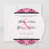 ピンクとブラックあなたの写真ピンクのシャンデリア結婚ズ 招待状 (裏面)