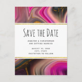 ピンクとブラックと金ゴールド渦巻き旋回が日付を保存 インビテーションポストカード (正面)