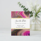ピンクとブラックと金ゴールド渦巻き旋回が日付を保存 インビテーションポストカード (スタンド正面)