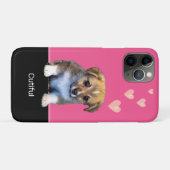 ピンクとブラックにハートと可愛いコーギーの子犬 Case-Mate iPhoneケース (裏面(横))