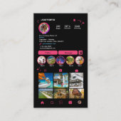ピンクとブラックのアゲート大理石 インスタグラムQR 名刺 (正面)
