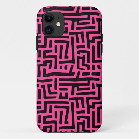 ピンクとブラックのアポップ・アートのートメイズ模様 Case-Mate iPhoneケース (裏面)