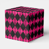 ピンクとブラックのアーガイルパーティー・ファボ・ボックス フェイバーボックス (裏面サイド)