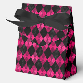 ピンクとブラックのアーガイルパーティー・ファボ・ボックス フェイバーボックス