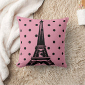 ピンクとブラックのエッフェルタワー枕 クッション (ブランケット)