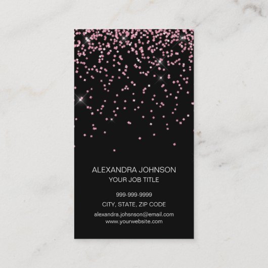 ピンクとブラックのエレガントグリッターメイクアップアーティスト 名刺 (裏面)