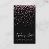 ピンクとブラックのエレガントグリッターメイクアップアーティスト 名刺 (正面)