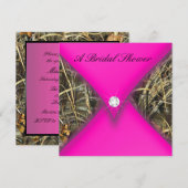 ピンクとブラックのカモフラージュ柄のブライズシャワー 招待状 (正面/裏面)