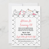 ピンクとブラックのキティー猫 ティーンの女の子の誕生日 招待状 (正面)