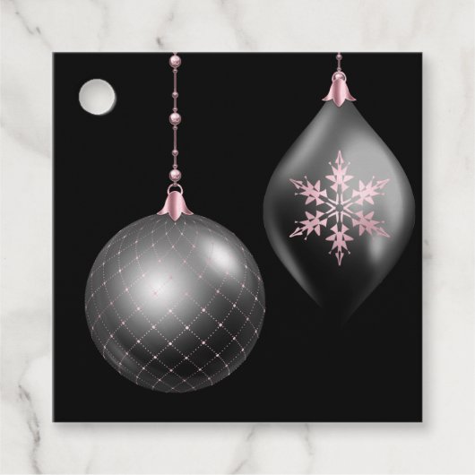 ピンクとブラックのクリスマスギフトタグ フェイバータグ (正面)
