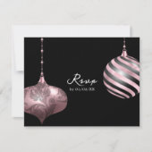 ピンクとブラックのクリスマス 結婚式 出欠カード (正面)