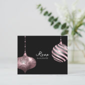 ピンクとブラックのクリスマス 結婚式 出欠カード (スタンド正面)