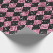 ピンクとブラックのグリッターダイヤモンドラッピング紙 ラッピングペーパー (角)