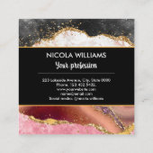 ピンクとブラックのグリッターマーブルゲート スクエア名刺 (裏面)