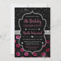 ピンクとブラックのグリッターリップ21歳の誕生日