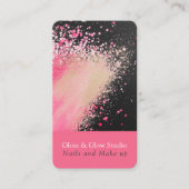 ピンクとブラックのグリッター（ばちゃばちゃ）跳ねる 名刺 (正面)