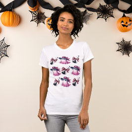 ピンクとブラックのコケットハロウィーン Tシャツ