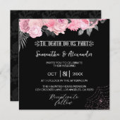 ピンクとブラックのゴシックウェディング招待状 招待状 (正面/裏面)