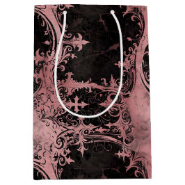 ピンクとブラックのゴシックグランジ体 ミディアムペーパーバッグ