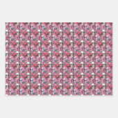 ピンクとブラックのゴシックフローラスカル ラッピングペーパーシート (正面3)