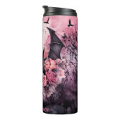 ピンクとブラックのゴシックフローラパーソナライズされたこうもり タンブラー (回転右)