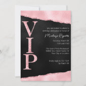 ピンクとブラックのゴージャスなグリッターVIPパーティー 招待状 (正面)