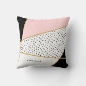 ピンクとブラックのシックな抽象芸術パターン クッション (裏面)