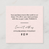 ピンクとブラックのシンプルビジネスありがとうご入場カード スクエア名刺 (裏面)