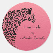 ピンクとブラックのジャガー手作り ラウンドシール (正面)