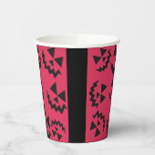 ピンクとブラックのジャックo'ランタン顔 紙コップ (左)