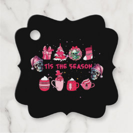 ピンクとブラックのスカルギフトラベル フェイバータグ