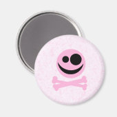 ピンクとブラックのスカル、ピンクのパターン。 マグネット (正面/裏面)