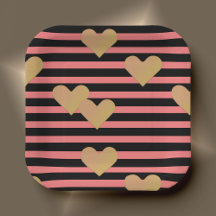 ピンクとブラックのストライプバレンタイン