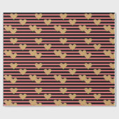 ピンクとブラックのストライプバレンタイン ラッピングペーパー (フラット)