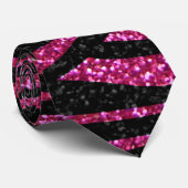 ピンクとブラックのゼブラきらきら光るプリント(フェイクグリッター) ネクタイ (ロール)