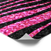 ピンクとブラックのゼブラきらきら光るプリント(フェイクグリッター) ポスター (角)