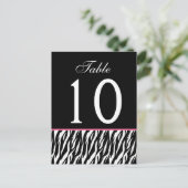 ピンクとブラックのゼブラVer.2の結婚テーブル番号 ポストカード (スタンド正面)