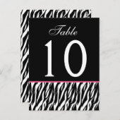 ピンクとブラックのゼブラVer.2の結婚テーブル番号 ポストカード (正面/裏面)