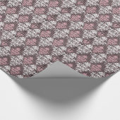ピンクとブラックのダマスクギフトラッピング紙 ラッピングペーパー (角)