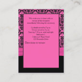 ピンクとブラックのダマスク披露宴カード エンクロージャーカード (裏面)