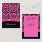 ピンクとブラックのダマスク披露宴カード エンクロージャーカード (正面/裏面)