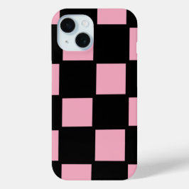 ピンクとブラックのチェック柄iPhone 15ケース iPhone 15ケース