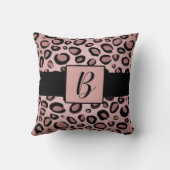 ピンクとブラックのチ絵を描ェータヒョウのプリントスポット クッション (裏面)