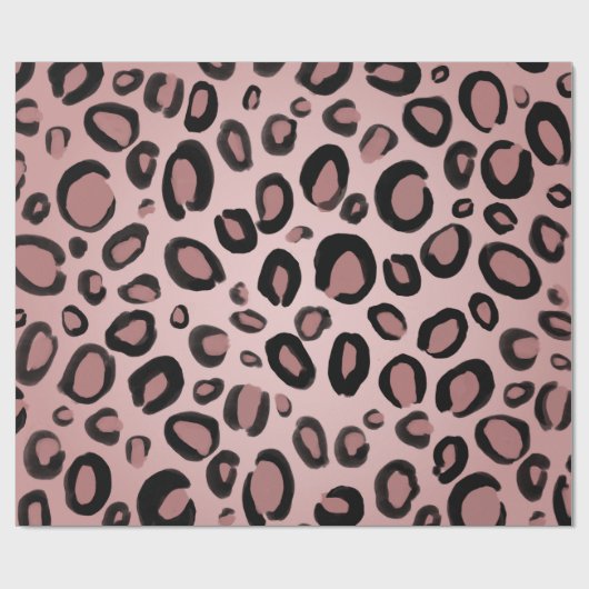 ピンクとブラックのチ絵を描ェータヒョウのプリントスポット ラッピングペーパー (フラット)