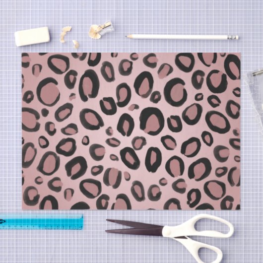 ピンクとブラックのチ絵を描ェータヒョウのプリントスポット 薄葉紙 (クラフト)