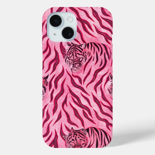 ピンクとブラックのトラ柄プリント Case-Mate iPhoneケース (裏面)