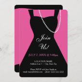 ピンクとブラックのドレス招待状 招待状 (正面/裏面)