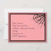 ピンクとブラックのドレス シルエット ブライズメイド パーティー 招待状 (裏面)