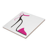 ピンクとブラックのハイヒール靴ストラッピー タイル (側面)